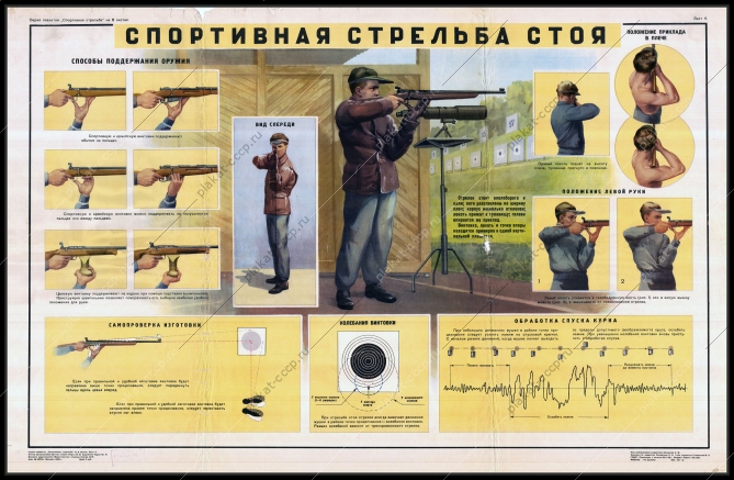 Оригинальный советский плакат спортивная стрельба стоя спорт спортивная стрельба