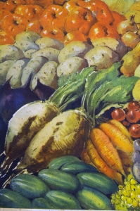 Оригинальный плакат СССР овощи и фрукты для городов и промышленных центров советский плакат сельское хозяйство снабжение художник Г Шубина 1953
