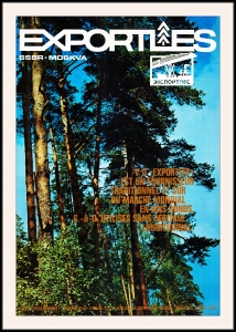 Оригинальный плакат СССР Экспортлес экспорт леса реклама СССР лесная промышленность лесозаготовка лесоматериалы