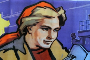 Плакат СССР оригинал, Молодежь на стройки, 1957 год