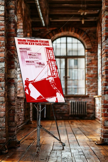 Оригинальный советский плакат новыми трудовыми успехами встретим XXV съезд КПСС стройка строительство