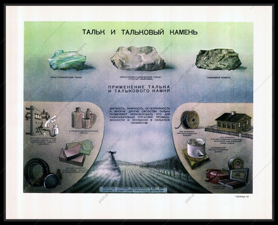 Оригинальный советский плакат тальк тальковый камень
