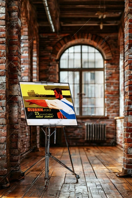 Оригинальный плакат СССР освоим 25 миллионов гектар новых земель