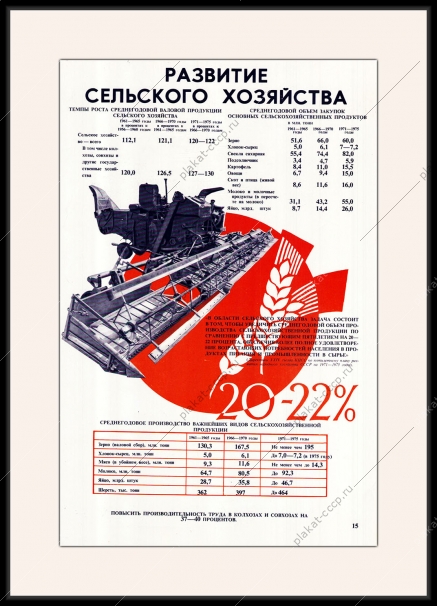 Оригинальный плакат СССР развитие сельского хозяйства