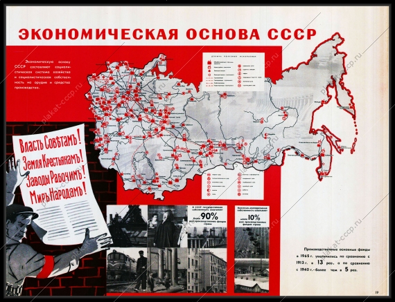 Оригинальный советский плакат экономическая основа СССР экономика
