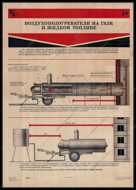 Оригинальный советский плакат воздухоподогреватели на газе и жидком топливе