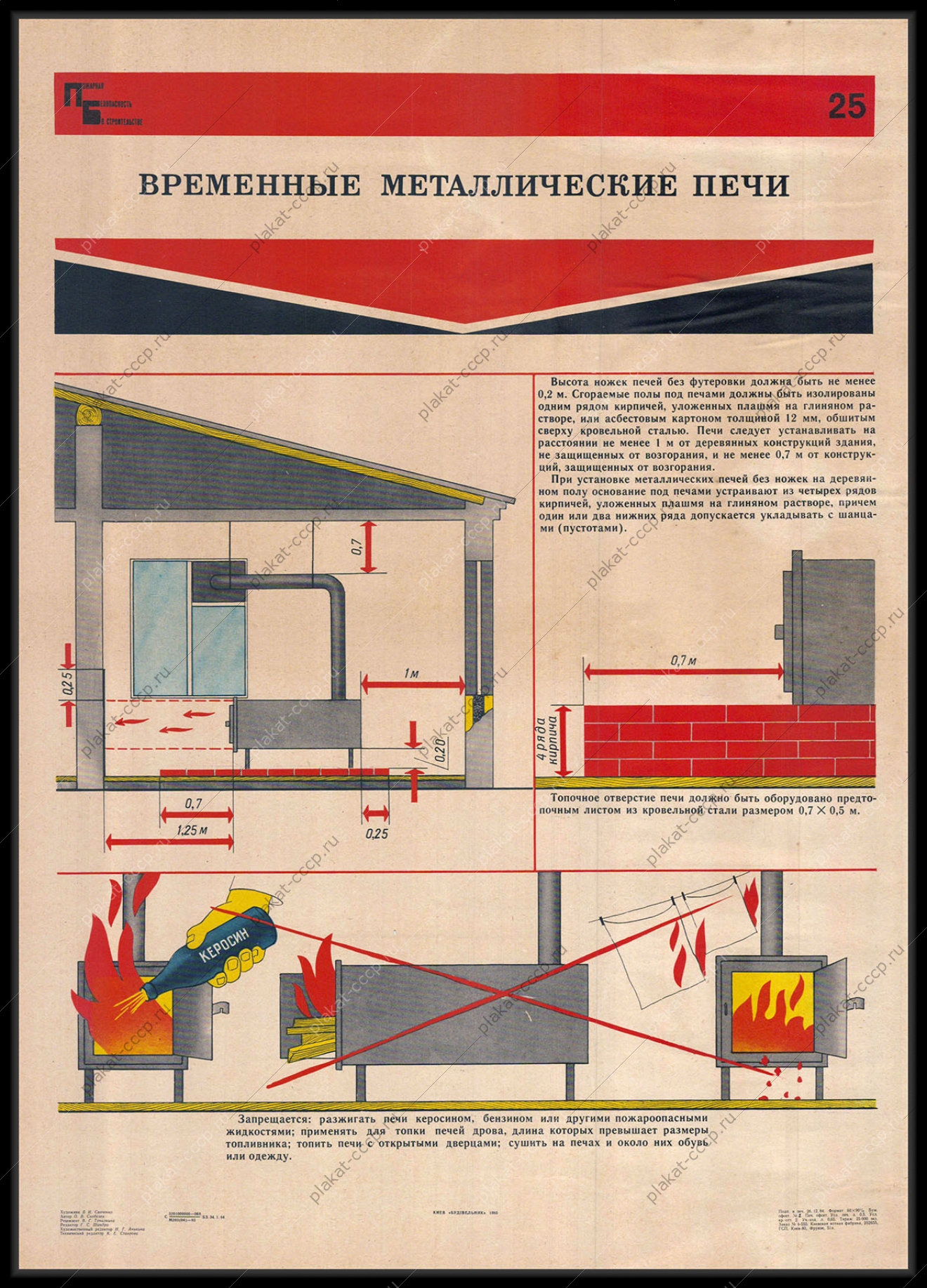 Оригинальный советский плакат временные металлические печи