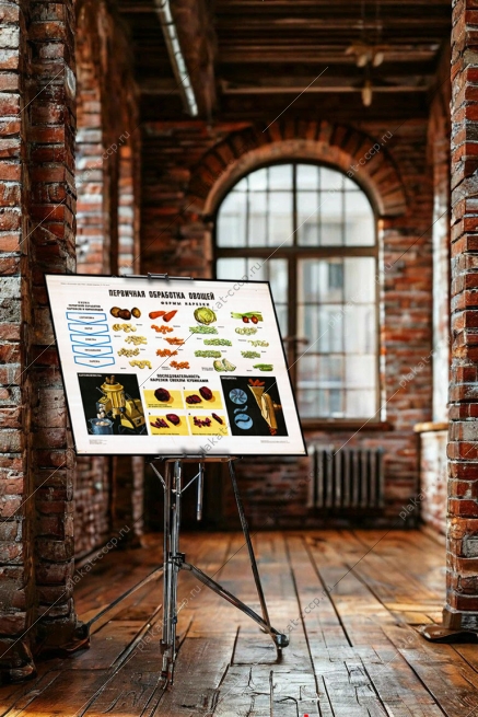 Оригинальный плакат СССР первичная обработка овощей