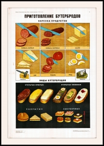 Оригинальный советский плакат СССР приготовление бутербродов