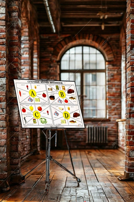 Оригинальный советский плакат СССР суточные нормы витаминов