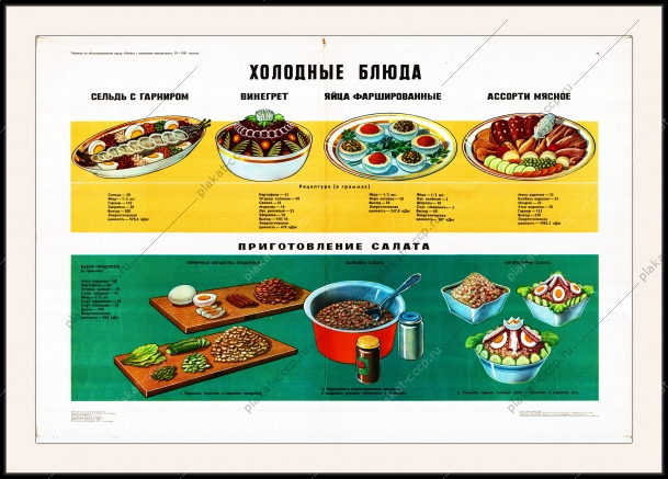 Оригинальный плакат СССР холодные блюда