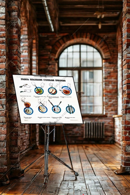 ФотОригинальный плакат СССР правила пользования столовыми приборами