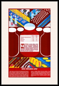 Оригинальный плакат СССР рост производства перерабатывающей промышленности изготовление полуфабрикатов