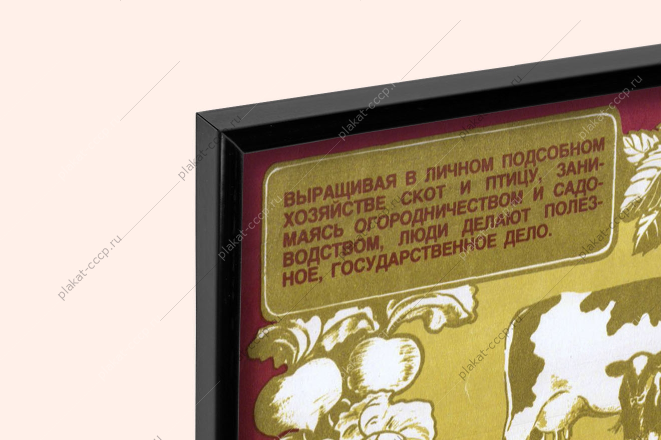 Оригинальный плакат СССР личное подсобное хозяйство польза семье и государству