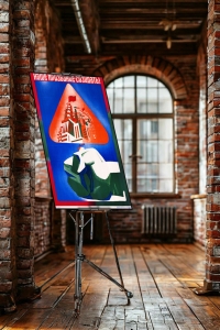 Оригинальный советский плакат строительство АЭС