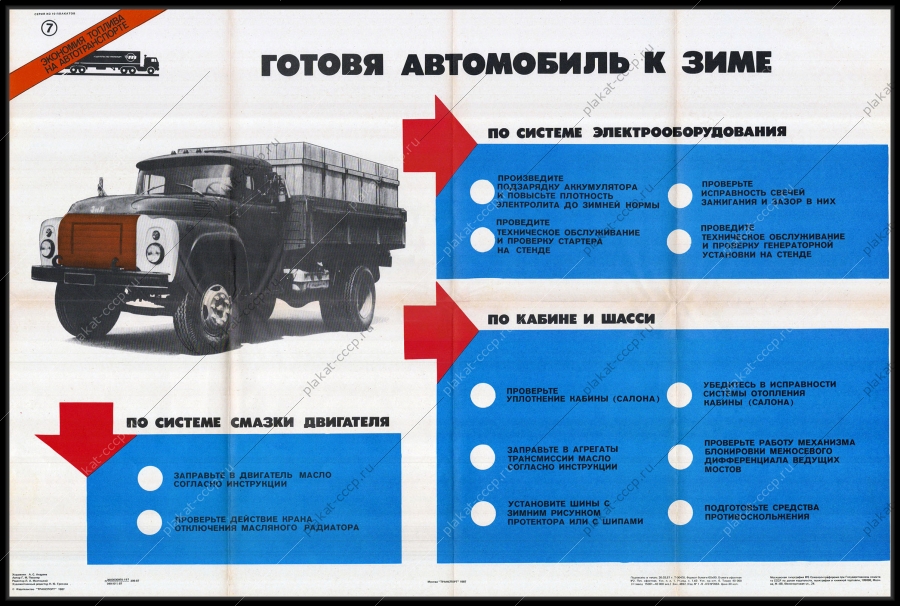 Оригинальный советский плакат готовя автомобиль к зиме