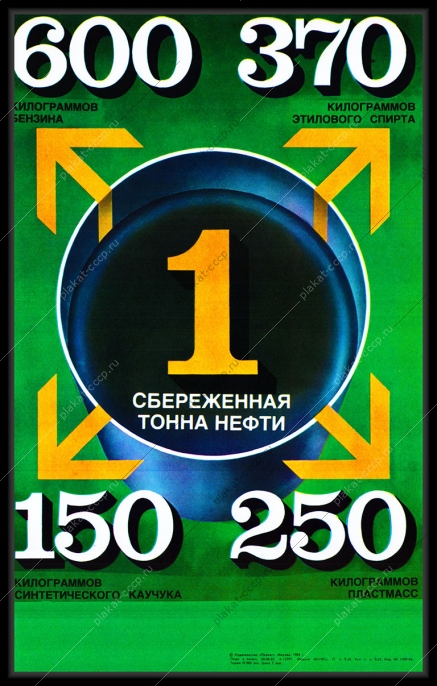 Оригинальный плакат СССР сбережение топлива нефть экономика экономия