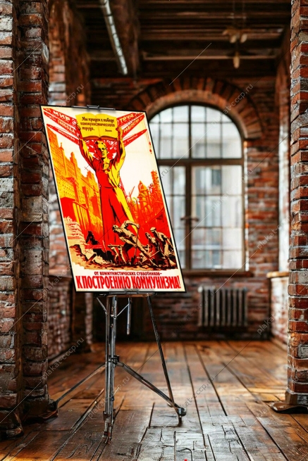 Оригинальный плакат СССР труд от коммунистических субботников к построению коммунизма восстановление СССР после ВОВ