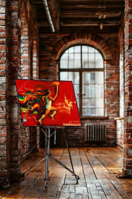 Оригинальный советский плакат маршрут движения олимпийского огня Олимпиада 1980