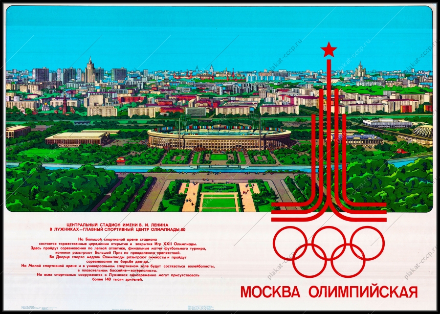 Оригинальный плакат СССР Лужники спорт