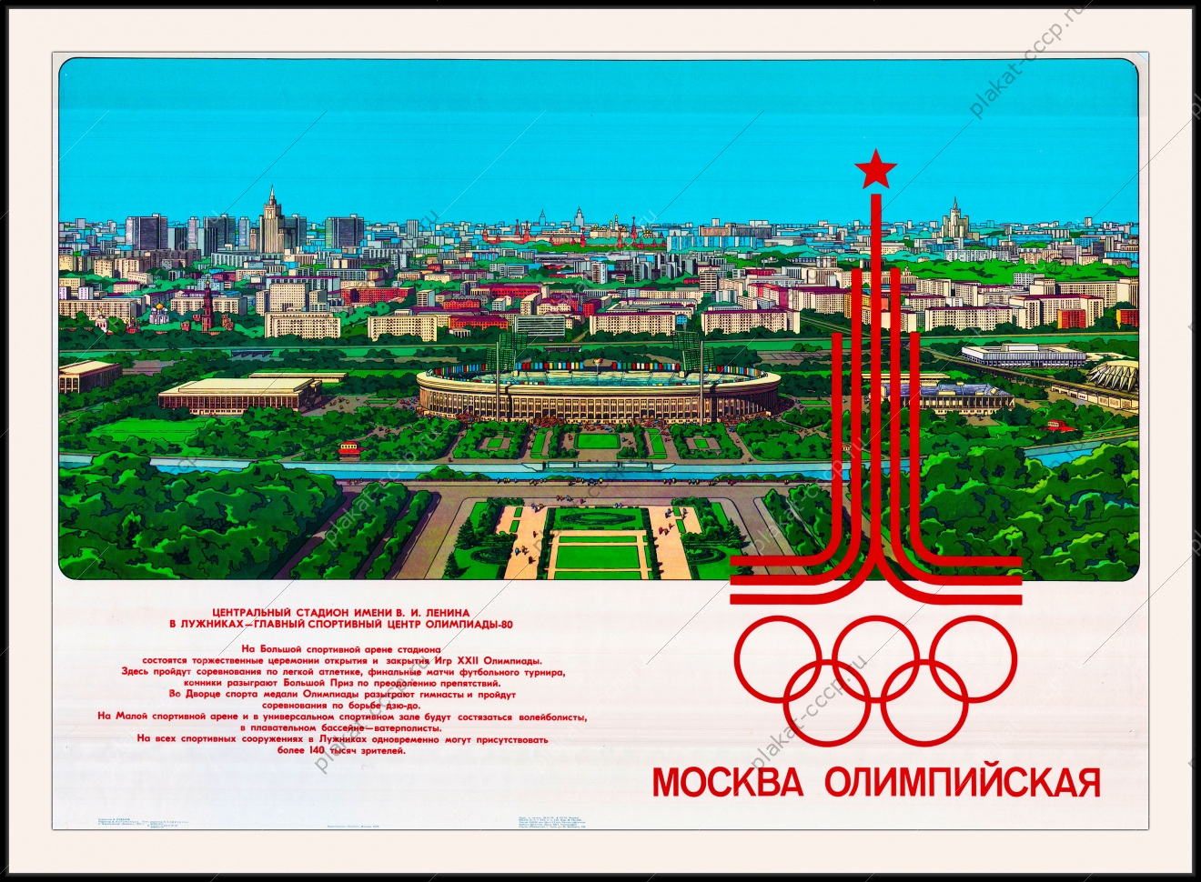 Оригинальный плакат СССР Лужники спорт