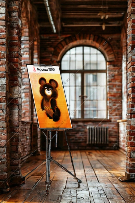 Оригинальный плакат СССР олимпийский мишка 1980