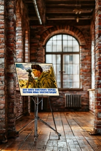 Оригинальный советский плакат энергетика для блага советского народа построим новые электростанции
