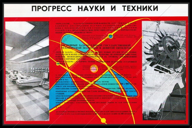 Оригинальный плакат СССР прогресс науки и техники мирный атом