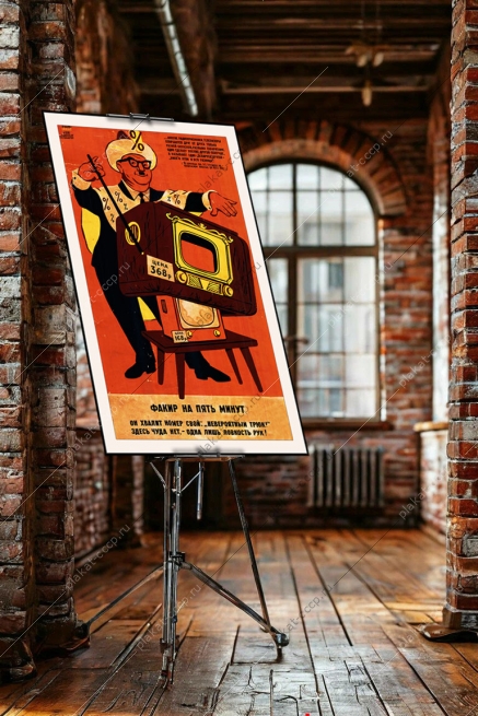 Оригинальный плакат СССР работники торговли универмаг продажа телевизоров