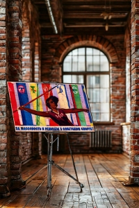 Оригинальный советский плакат за массовость и рекорды в советском спорте