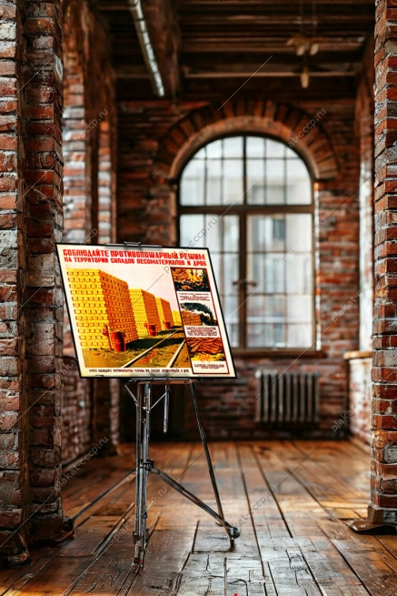 Оригинальный плакат СССР склад лесоматериалов правила хранения