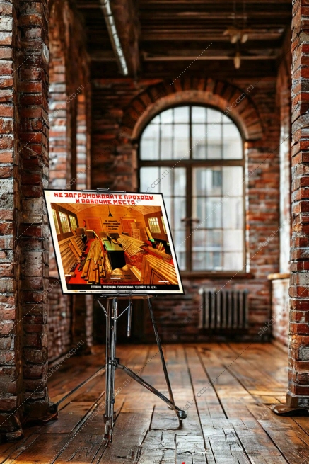 Оригинальный плакат СССР не загромождайте проходы и рабочие места своевременно убирайте готовые изделия из цеха