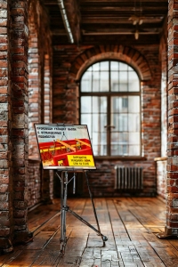 Оригинальный плакат СССР производи укладку балок с огражденных подмостей