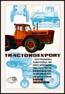 Оригинальный плакат СССР тракторэкспорт