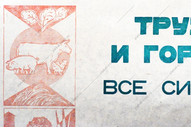 Растяжка плакат Труженики сел и городов области Все силы на заготовку кормов 1972 год