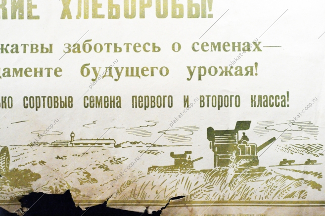 Советский плакат СССР Липецкие хлеборобы С первых дней жатвы заботьтесь о будущем урожае 1967 год