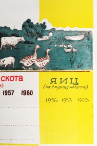 Советский плакат СССР - Рост поголовья скота и повышение его продуктивности, 1956 год