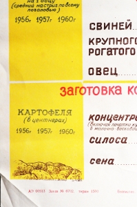 Советский плакат СССР - Рост поголовья скота и повышение его продуктивности, 1956 год