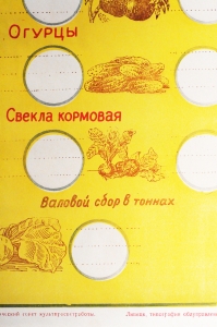 Советский плакат СССР - Рост производства основных сельскохозяйственных продуктов, картофеля, овощей с 1 га