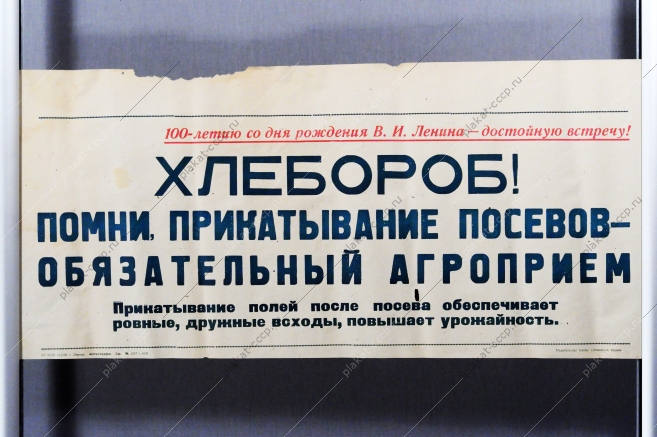 Советский плакат СССР - Хлебороб Помни, прикатывание посевов - обязательный агроприем 1968 год