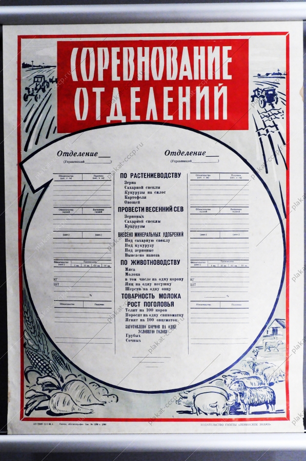 Советский плакат СССР - Соревнование отделений, 1964 год