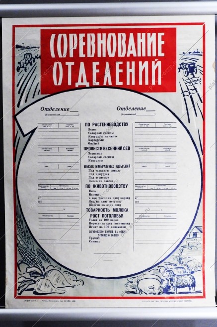 Советский плакат СССР - Соревнование отделений, 1964 год