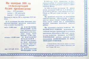 Плакат СССР - Социалистические обязательства тружеников сельского хозяйства Лебедянского района на 1968 год  пятилетку, 1968 год