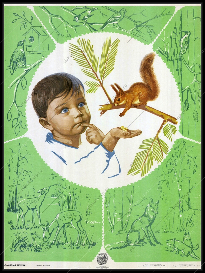 Оригинальный советский плакат корм для белок общество охраны природы 1970