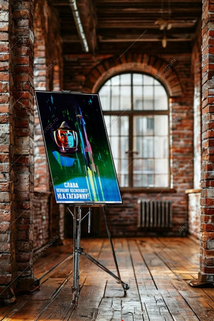 Оригинальный плакат СССР слава первому космонавту Юрию Гагарину космос