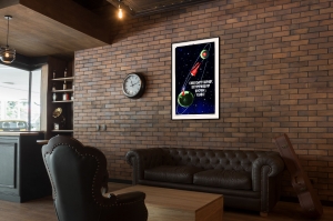 Оригинальный плакат СССР советскому народу, штурмующему космос - слава