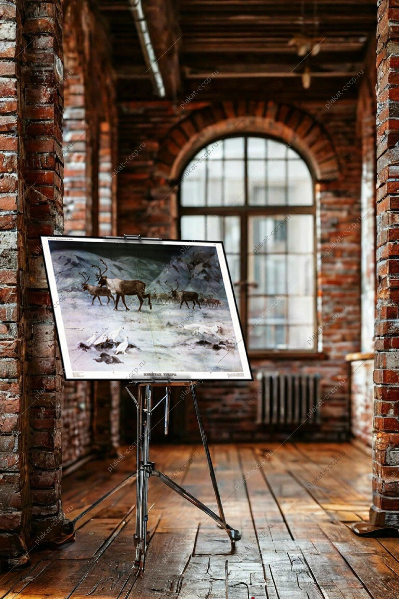 Оригинальный плакат СССР животные тундры Сибирь освоение Севера