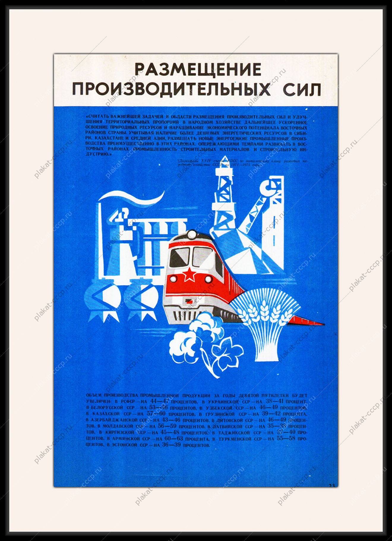 Оригинальный плакат СССР развитие промышленности Сибирь Средняя Азия