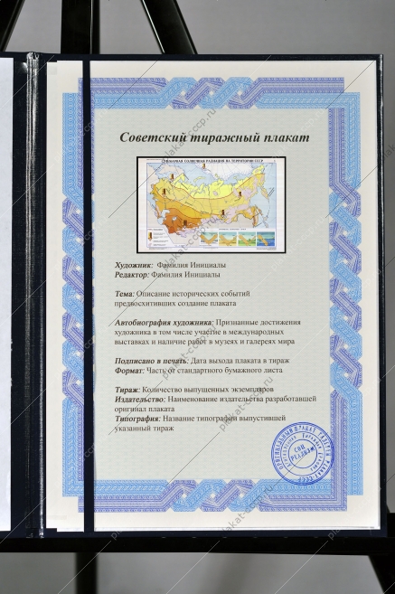 Оригинальный плакат СССР суммарная солнечная радиация на территории СССР