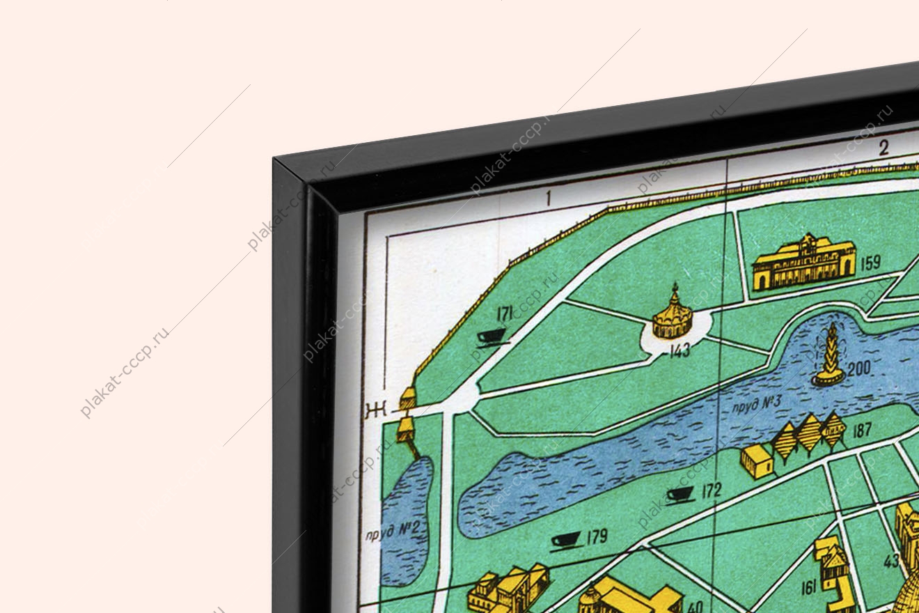 Оригинальный советский плакат панорамный план карта ВДНХ выставка достижений народного хозяйства